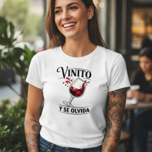 Camiseta divertida “Vinito y se olvida”