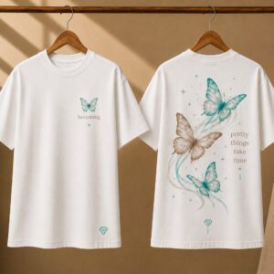 Camiseta Mariposas Azul y Turquesa💎🦋